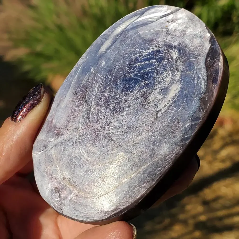 Brazilian Purple Mica Double Side Flash Crystal Palmstone Freeform 132 Grams